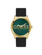 Guess Ceas barbatesc GW0887G2 - 44mm - curea silicon - carcasa otel - rezistent la apa 3 ATM - negru - auriu