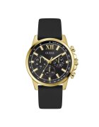 Guess Ceas barbatesc GW0913G2 - mecanism Quartz - curea silicon neagra - diametru 44 mm - culoare aurie