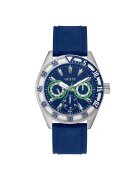 Guess Ceas barbatesc model GW0904G1 - mecanism quartz - carcasa din otel - curea din silicon - argintiu - 44mm