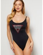 Guess Costum de baie cu logo din strasuri - Negru