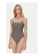 Guess Costum de baie intreg cu imprimeu logo - verde masliniu