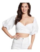 Guess Crop top cu maneci bufante si decolteu sweetheart -