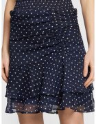 Guess Fusta din sifon cu terminatie cu volane - Bleumarin
