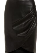 Guess Fusta mini de piele ecologica cu croiala lalea - Negru