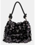 Guess Geanta bucket cu paiete Holiday Shine - Negru