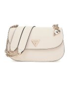 Guess Geanta crossbody de piele ecologica cu bareta de lant Daryna - Alb fildes