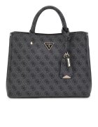 Guess Geanta cu bareta de umar si model monograma - Negru/Gri inchis