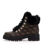 Guess Ghete de piele ecologica cu model - Maro inchis