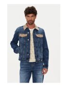 Guess Jacheta din denim cu buzunare si model logo