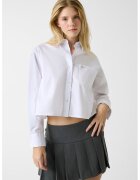 Guess Jeans Camasa crop relaxed fit - Alb