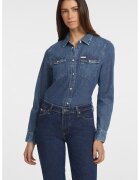 Guess Jeans Camasa din denim cu buzunare pe piept - Albastru inchis