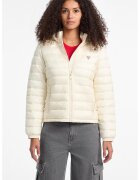 Guess Jeans Jacheta cu aspect matlasat si gluga - Crem
