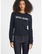 Guess Jeans Pulover regular fit cu imprimeu logo - Bleumarin