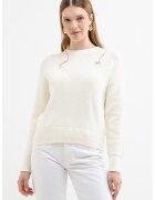 Guess Jeans Pulover regular fit de bumbac cu logo - Crem