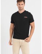 Guess Jeans Tricou din bumbac cu decolteu in V - Negru