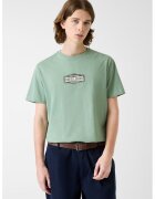 Guess Jeans Tricou din bumbac cu decolteu la baza gatului si detaliu logo - Verde pal