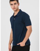 Guess Jeans Tricou polo din bumbac cu model uni - Bleumarin