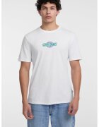 Guess Jeans Tricou regular fit cu decolteu la baza gatului - Alb/Lila/Verde persan