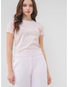 Guess Jeans Tricou regular fit cu imprimeu - Roz prafuit