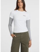 Guess Jeans Tricou slim fit cu decolteu la baza gatului - Alb