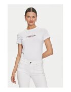 Guess Jeans Tricou slim fit din amestec de bumbac cu decolteu la baza gatului