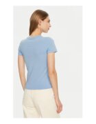 Guess Jeans Tricou uni cu decolteu la baza gatului