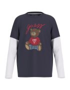 GUESS KIDS Bluza cu aspect 2-in-1 - Rosu/Albastru prafuit/Alb optic