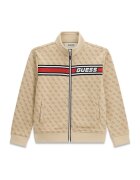 GUESS KIDS Bluza de trening cu fermoar si model monograma - Maro nisip