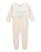 GUESS KIDS Salopeta cu botosei si logo brodat - Alb/Bej deschis