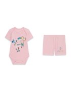GUESS KIDS Set de body cu maneci scurte si pantaloni scurti - Roz deschis
