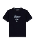 GUESS KIDS Tricou cu decolteu la baza gatului si broderie logo - Albastru ultramarin