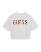 GUESS KIDS Tricou cu decolteu la baza gatului si imprimeu logo - Alb fildes