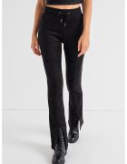 Guess Pantaloni cu talie inalta de piele intoarsa sintetica - Negru