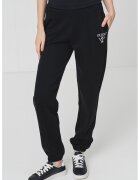 Guess Pantaloni de trening cu logo brodat - Negru/Alb optic