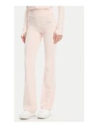 Guess Pantaloni de trening cu logo metalic discret - croiala evazata si talie inalta