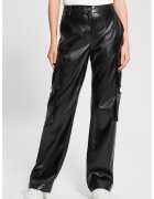 Guess Pantaloni drepti de piele ecologica - Negru