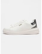 Guess Pantofi sport din piele cu aplicatie cu paiete - Alb/Argintiu inchis