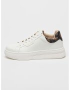 Guess Pantofi sport din piele si piele ecologica - Maro/Alb optic