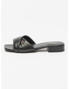 Guess Papuci de piele cu logo - Negru