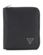 Guess Portofel din piele cu logo metalic si fermoar - Negru