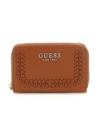 Guess Portofel din piele ecologica cu detaliu cu siret - Caramel