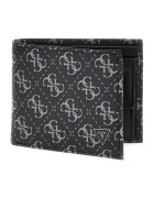 Guess Portofel pliabil din piele cu imprimeu logo Milano - Negru/Gri