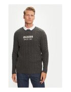 Guess Pulover brodat cu imprimeu logo