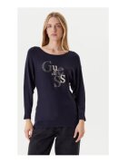 Guess Pulover cu decolteu rotund si strasuri