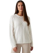Guess Pulover lejer cu model cu perforatii - Alb