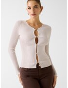 Guess Pulover slim fit cu decolteu rotund - Maro nisip