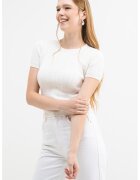 Guess Pulover slim-fit cu maneci scurte - Alb