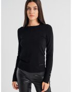 Guess Pulover tricotat fin cu decolteu la baza gatului - Negru