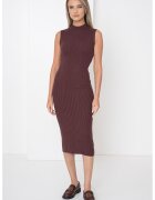 Guess Rochie cambrata din amestec de casmir si matase cu guler inalt - Maro inchis