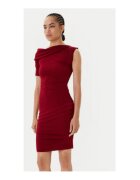Guess Rochie elastica din amestec de poliester cu maneci scurte si guler drapat
